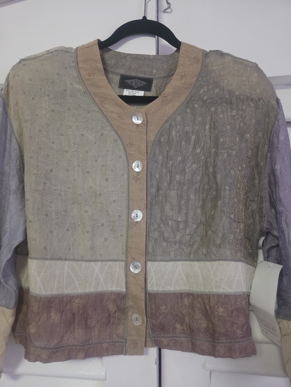 Men's Casual Patchwork Button-Down Shirt in Muted Earth Tones